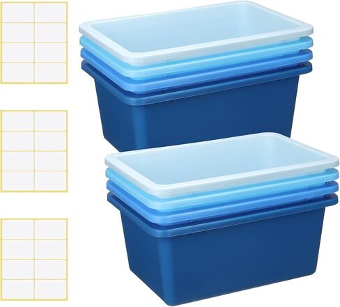 12 Pieces Plastic Cubby Bins Office Kids Storage Container Kids Toy Storage Organizer Bins with 1 Pack Self Adhesive Label for Classroom (Candy Colors) in Kuwait