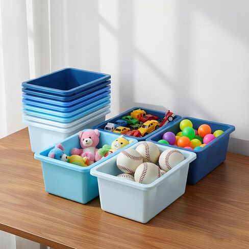 12 Pieces Plastic Cubby Bins Office Kids Storage Container Kids Toy Storage Organizer Bins with 1 Pack Self Adhesive Label for Classroom (Candy Colors) in Kuwait