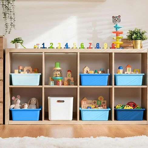 12 Pieces Plastic Cubby Bins Office Kids Storage Container Kids Toy Storage Organizer Bins with 1 Pack Self Adhesive Label for Classroom (Candy Colors) in Kuwait