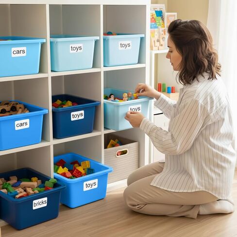 12 Pieces Plastic Cubby Bins Office Kids Storage Container Kids Toy Storage Organizer Bins with 1 Pack Self Adhesive Label for Classroom (Candy Colors) in Kuwait