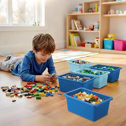 12 Pieces Plastic Cubby Bins Office Kids Storage Container Kids Toy Storage Organizer Bins with 1 Pack Self Adhesive Label for Classroom (Candy Colors) in Kuwait