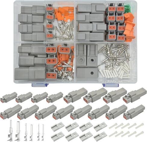طقم دبابيس ومآخذ توصيل ألمانية 180 قطعة - مقاس 12، 16، 20 محطات ذكر أنثى صلبة لسلسلة DTP، DT، DTM، 22-12AWG جهات اتصال أسطوانية مغلقة (D- DT DTP DTM جهات اتصال صلبة 30 زوجًا) in Kuwait