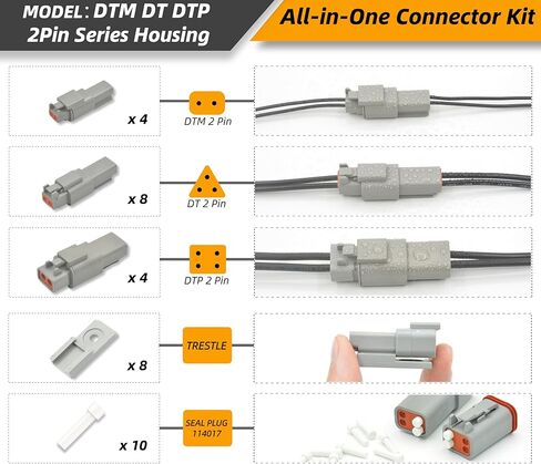طقم دبابيس ومآخذ توصيل ألمانية 180 قطعة - مقاس 12، 16، 20 محطات ذكر أنثى صلبة لسلسلة DTP، DT، DTM، 22-12AWG جهات اتصال أسطوانية مغلقة (D- DT DTP DTM جهات اتصال صلبة 30 زوجًا) in Kuwait