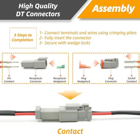 طقم دبابيس ومآخذ توصيل ألمانية 180 قطعة - مقاس 12، 16، 20 محطات ذكر أنثى صلبة لسلسلة DTP، DT، DTM، 22-12AWG جهات اتصال أسطوانية مغلقة (D- DT DTP DTM جهات اتصال صلبة 30 زوجًا) in Kuwait