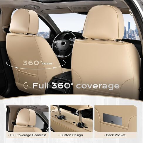 Coverado Front and Back Seat Covers, Red Seat Cover for Cars, Luxury Leather Seat Cover with Lumbar Support, Waterproof Car Seat Cushions Car Seat Protectors Universal Fit for Most Cars SUV Trucks in Saudi Arabia