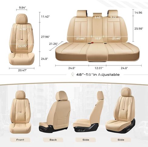 Coverado Front and Back Seat Covers, Red Seat Cover for Cars, Luxury Leather Seat Cover with Lumbar Support, Waterproof Car Seat Cushions Car Seat Protectors Universal Fit for Most Cars SUV Trucks in Saudi Arabia