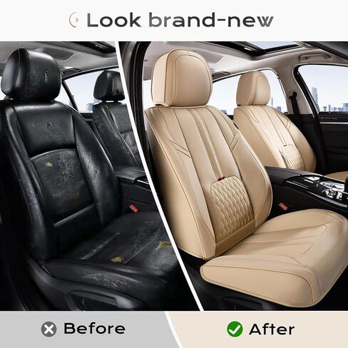 Coverado Front and Back Seat Covers, Red Seat Cover for Cars, Luxury Leather Seat Cover with Lumbar Support, Waterproof Car Seat Cushions Car Seat Protectors Universal Fit for Most Cars SUV Trucks in Saudi Arabia