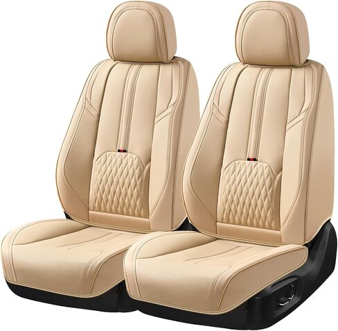 Coverado Front and Back Seat Covers, Red Seat Cover for Cars, Luxury Leather Seat Cover with Lumbar Support, Waterproof Car Seat Cushions Car Seat Protectors Universal Fit for Most Cars SUV Trucks in Saudi Arabia