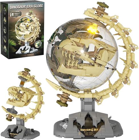 Dinosaur Skull Fossils Globe Building Set,360° Rotatable Globe Display Model with LED Light,STEM Skeleton Model Educational Toy, Gifts for Boys and Girls Ages 14+ in Saudi Arabia