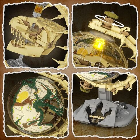 Dinosaur Skull Fossils Globe Building Set,360° Rotatable Globe Display Model with LED Light,STEM Skeleton Model Educational Toy, Gifts for Boys and Girls Ages 14+ in Saudi Arabia