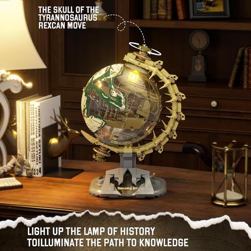 Dinosaur Skull Fossils Globe Building Set,360° Rotatable Globe Display Model with LED Light,STEM Skeleton Model Educational Toy, Gifts for Boys and Girls Ages 14+ in Saudi Arabia