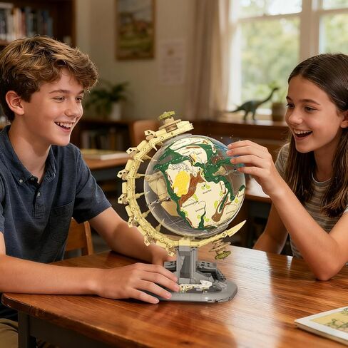 Dinosaur Skull Fossils Globe Building Set,360° Rotatable Globe Display Model with LED Light,STEM Skeleton Model Educational Toy, Gifts for Boys and Girls Ages 14+ in Saudi Arabia
