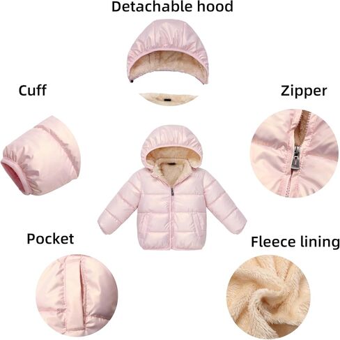 Toddler Baby Hooded Down Jacket Boys Girls Kids Thicken Warm Winter Coat Outerwear 1-7t in Kuwait