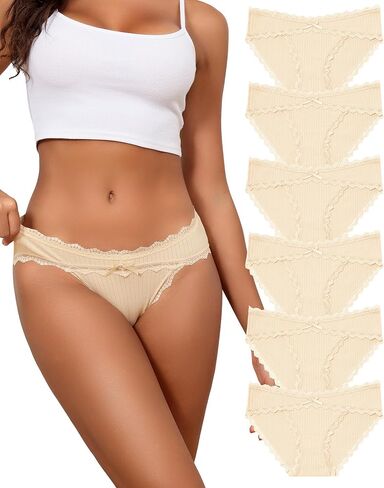 LEVAO Womens Underwear Cotton Cheeky Bikini Panties for Women Lace Stretch Hipster Ladies Briefs Multipack S-XXL in Saudi Arabia
