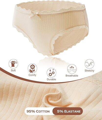 LEVAO Womens Underwear Cotton Cheeky Bikini Panties for Women Lace Stretch Hipster Ladies Briefs Multipack S-XXL in Saudi Arabia