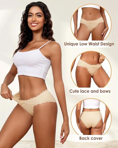 LEVAO Womens Underwear Cotton Cheeky Bikini Panties for Women Lace Stretch Hipster Ladies Briefs Multipack S-XXL in Saudi Arabia