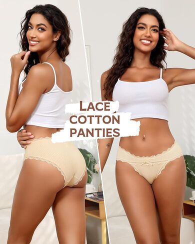 LEVAO Womens Underwear Cotton Cheeky Bikini Panties for Women Lace Stretch Hipster Ladies Briefs Multipack S-XXL in Saudi Arabia
