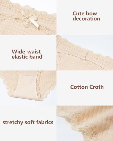 LEVAO Womens Underwear Cotton Cheeky Bikini Panties for Women Lace Stretch Hipster Ladies Briefs Multipack S-XXL in Saudi Arabia