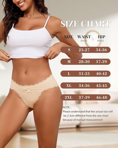 LEVAO Womens Underwear Cotton Cheeky Bikini Panties for Women Lace Stretch Hipster Ladies Briefs Multipack S-XXL in Saudi Arabia