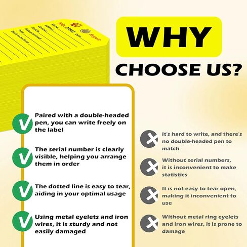500 Pcs Repair Tags with Hole and Wire Maintenance Service Tags 2.6 x 5.25 Inch Numbered for Machinery & Office Service Tickets Equipment Maintenance Price Notice with Stub Yellow (500) in Saudi Arabia
