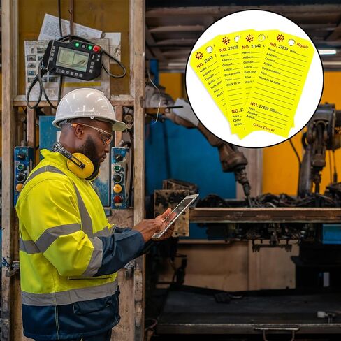 500 Pcs Repair Tags with Hole and Wire Maintenance Service Tags 2.6 x 5.25 Inch Numbered for Machinery & Office Service Tickets Equipment Maintenance Price Notice with Stub Yellow (500) in Saudi Arabia