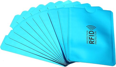 أكمام حجب RFID، 12 قطعة من الألومنيوم لمنع سرقة الهوية وبطاقات الائتمان وحوامل حماية آمنة لمحفظة NFC، أزرق in Saudi Arabia