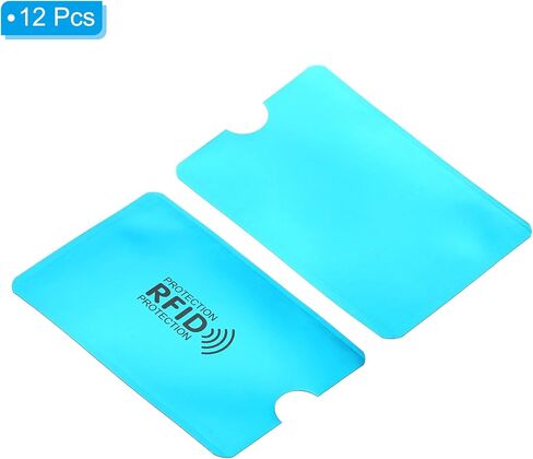 أكمام حجب RFID، 12 قطعة من الألومنيوم لمنع سرقة الهوية وبطاقات الائتمان وحوامل حماية آمنة لمحفظة NFC، أزرق in Saudi Arabia