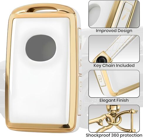 Key Fob Cover for Mazda 3, 6, CX-5 CX-9 CX-30 CX-50 CX-70 (2019-2025) - Key Cover + Gold Key Chain Included (Gold & Red) in Saudi Arabia