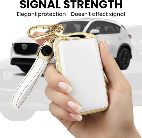 Key Fob Cover for Mazda 3, 6, CX-5 CX-9 CX-30 CX-50 CX-70 (2019-2025) - Key Cover + Gold Key Chain Included (Gold & Red) in Saudi Arabia