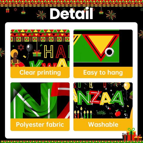 Avezano Happy Kwanzaa Banner Africans American Traditional Festival Backdrop Kwanzaa African Heritage Holiday Party Decorations Banner Supplies (6x3.6ft) in Saudi Arabia