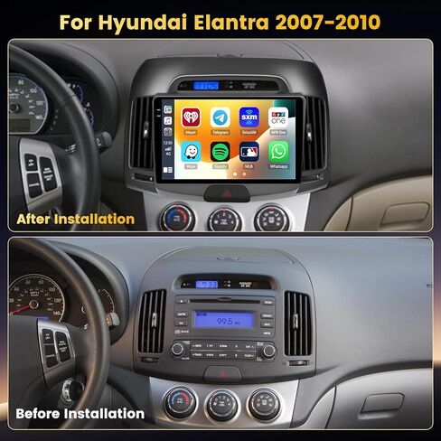 Android 13 Car Stereo for Hyundai Elantra 2007-2010 with Wireless Carplay Android Auto, 2+64GB 9'' Touch Screen Car Radio GPS WiFi Bluetooth SWC MIC Backup Camera Mirror Link FM in Saudi Arabia