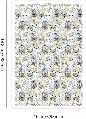 5Pcs Owl Transfer Paper for Polymer Clay, Transfer Sheets Polymer Clay, Print Polymer Clay Transfer Paper for DIY Art Jewelry Earrings Making 5.82X3.93 inch in Saudi Arabia