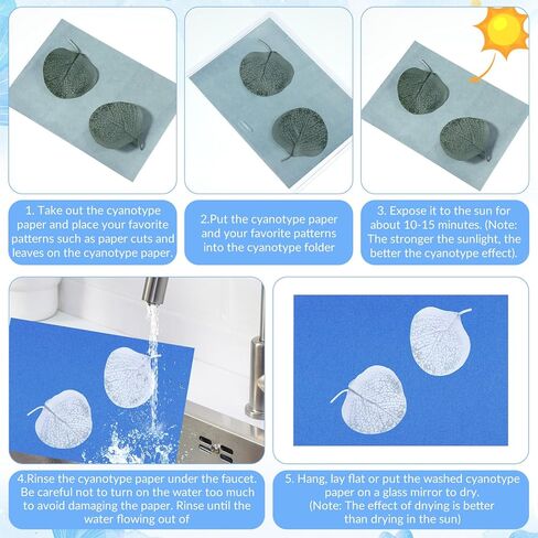 Sun Print Paper Kit - 30pcs Cyanotype Paper with 1 Sheet Acrylic Panel, 5.83x4.13in in Saudi Arabia