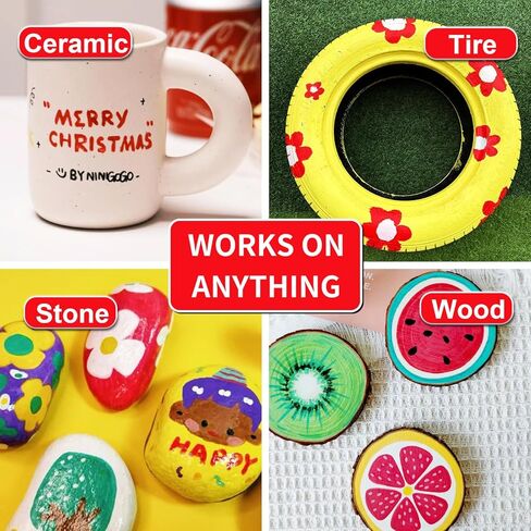 24 ألوانًا ألوانًا للطلاء الاكريليك ، فصحت فرشاة نصيحة نصيحة للفنون الإبداعية علامات تلوين علامات تلوين للبالغين على البالغين على صخور القماش الخشبي in Kuwait