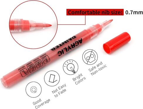 24 ألوانًا ألوانًا للطلاء الاكريليك ، فصحت فرشاة نصيحة نصيحة للفنون الإبداعية علامات تلوين علامات تلوين للبالغين على البالغين على صخور القماش الخشبي in Kuwait