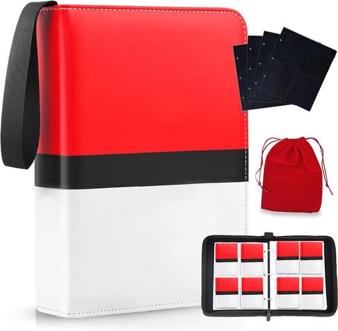4 Pocket Trading Card Binder Album Fits 432 Cards with 50 Removable Sleeves 4 Black Sleeve & Pouch, Portable Collection Card Book Case Storage Protecter for baseball Sports Cards Game Cards in Saudi Arabia