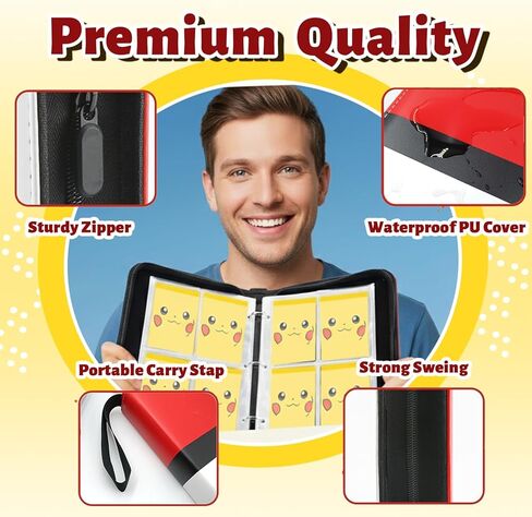4 Pocket Trading Card Binder Album Fits 432 Cards with 50 Removable Sleeves 4 Black Sleeve & Pouch, Portable Collection Card Book Case Storage Protecter for baseball Sports Cards Game Cards in Saudi Arabia