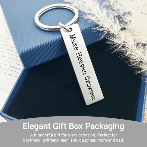 ZEARPT Make Heaven Crowded Keychain، هدايا سلسلة مفاتيح مسيحية، هدايا دينية، سلسلة مفاتيح من الفولاذ المقاوم للصدأ، هدية عيد الشكر، هدية ملهمة مسيحية، هدية المعمودية، حلقة مفاتيح سيارة دينية (فضية) in Kuwait