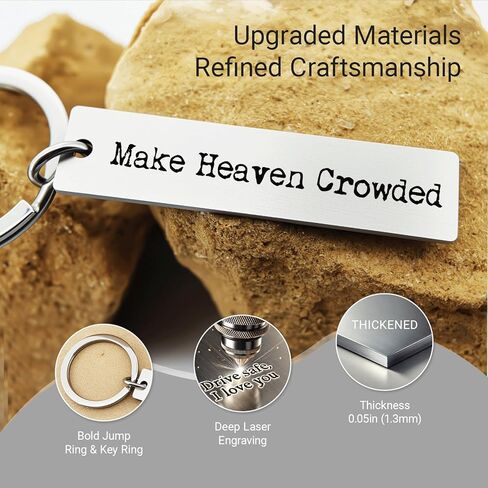 ZEARPT Make Heaven Crowded Keychain, Christian Keychain Gifts, Religious Gifts, Stainless Steel Keychain, Thanksgiving Gift, Christian Inspirational Gift, Baptism Gift, Religious Car Key Ring (Silver) in Saudi Arabia