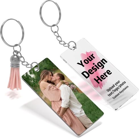 20 Custom Acrylic Keychains with Double-Sided Printing of Your Photos or Text. Personalized Key Tags for Gifts. in Saudi Arabia