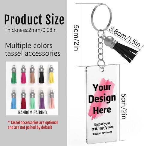 20 Custom Acrylic Keychains with Double-Sided Printing of Your Photos or Text. Personalized Key Tags for Gifts. in Saudi Arabia