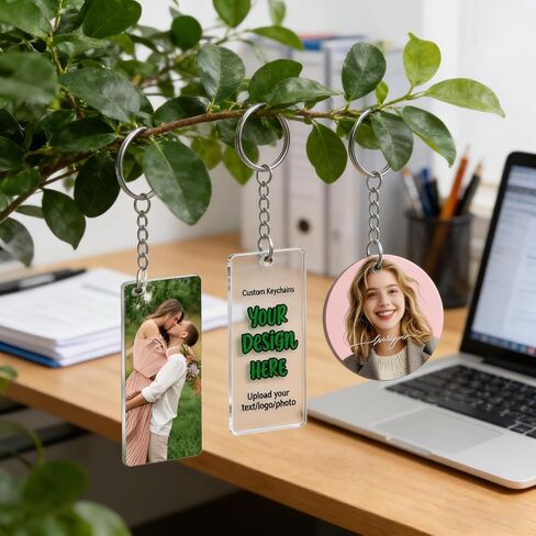 20 Custom Acrylic Keychains with Double-Sided Printing of Your Photos or Text. Personalized Key Tags for Gifts. in Saudi Arabia