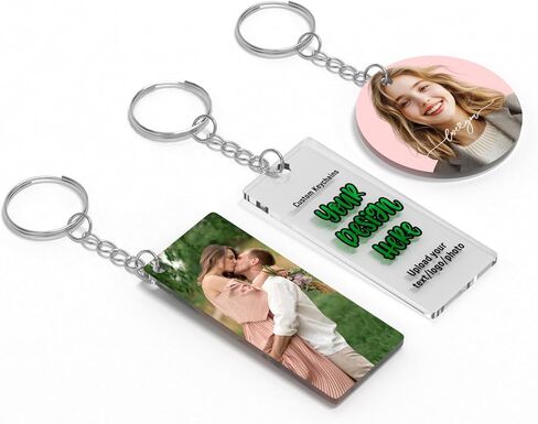 20 Custom Acrylic Keychains with Double-Sided Printing of Your Photos or Text. Personalized Key Tags for Gifts. in Saudi Arabia