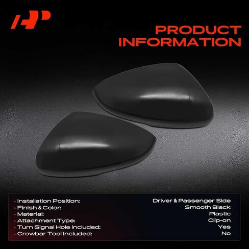 A-Premium 2 PCS Driver and Passenger Side Rearview Mirror Covers Caps - Compatible with Honda Accord 2018-2024 - Smooth Black, with Turn Signal Hole in Saudi Arabia