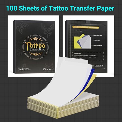 ورق نقل الوشم من ORGBRO 100 ورقة، مقاس A5 5.51 بوصة × 8.27 بوصة، ورق استنسل حراري للطباعة المباشرة مضاد للتجاعيد، متوافق مع طابعة استنسل الوشم X8 in Kuwait