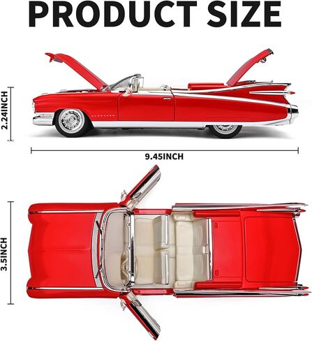 نماذج سيارات لعبة 1/24 Diecast Cars Eldorado Metal Model Car Carros De Coleccion، مجموعات نماذج سيارات للبالغين والفتيان، سيارة سحب للخلف مع أضواء وأصوات، سيارات لعبة للأولاد من سن 4 إلى 7 (أحمر) in Kuwait