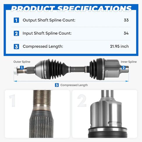 TadaMark Front left CV Axle Shaft Assembly fit for Chevy Impala 00-11(Not fit 06-09 Impala 5.3L SS model), for Monte Carlo 00-07, for Buick Regal for Park Avenue 97-05, for Century & LeSabre 00-05 in Saudi Arabia