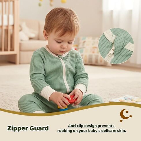 Bafeicao Unisex Baby Boy Girl 2 Pack Rompers Long Sleeve Two Way Zipper Romper One Piece Jumpsuits Clothes Sets in Kuwait