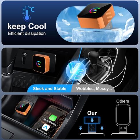 محول CarPlay اللاسلكي الصغير من PINKFLY، ترقية سلكي إلى لاسلكي لـ CarPlay وAndroid Auto، التوصيل والتشغيل، إعادة الاتصال التلقائي السريع، التحكم المستقر، تشغيل السيارة بدون تأخير لهاتف iPhone iOS 10+ Android 11+ in Kuwait
