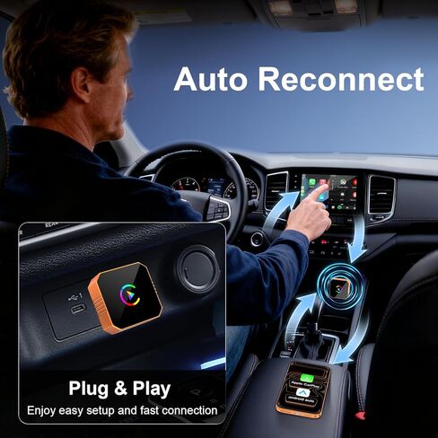 محول CarPlay اللاسلكي الصغير من PINKFLY، ترقية سلكي إلى لاسلكي لـ CarPlay وAndroid Auto، التوصيل والتشغيل، إعادة الاتصال التلقائي السريع، التحكم المستقر، تشغيل السيارة بدون تأخير لهاتف iPhone iOS 10+ Android 11+ in Kuwait